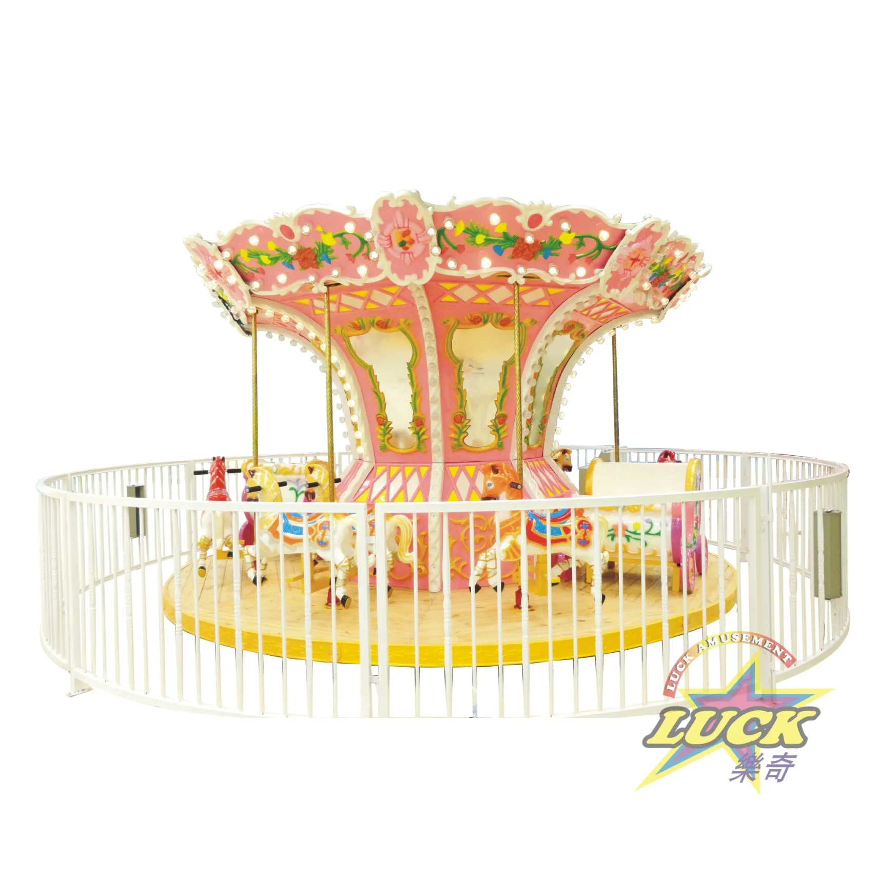 
Fairground Attraction Outdoor Kids Luxury Amusement Park Equipment Ride Horses Carousel 