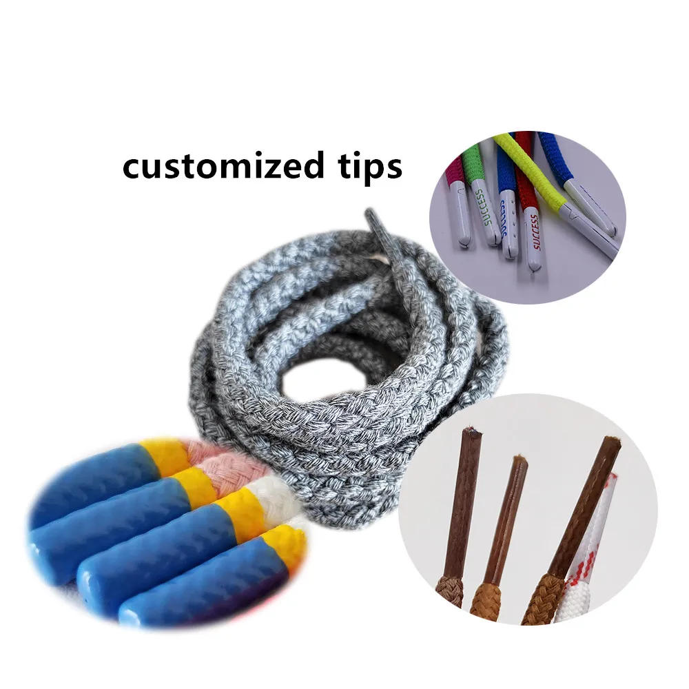 Custom Woven Braided Cotton Cord round Drawcord for Hoodie Strings Metal Metallic Finish Glitter Pattern for Bags Shoelaces