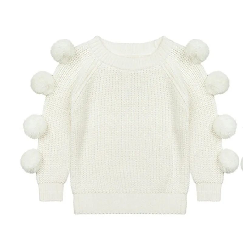 Custom Knit Children Winter Plus Size Girls Oversized Cotton Ball Of Yarn Pullover Kids Baby Sweaters