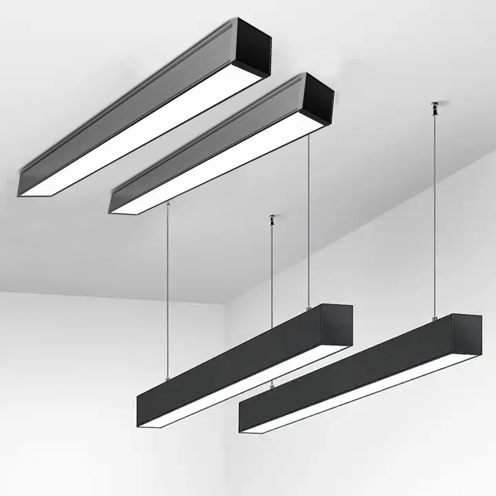 20W 40W 60W LED Linear Lighting 1200mm Tube Lamp Suspended Mount Aluminum Office Ceiling Light with Color Temp Control PC Body