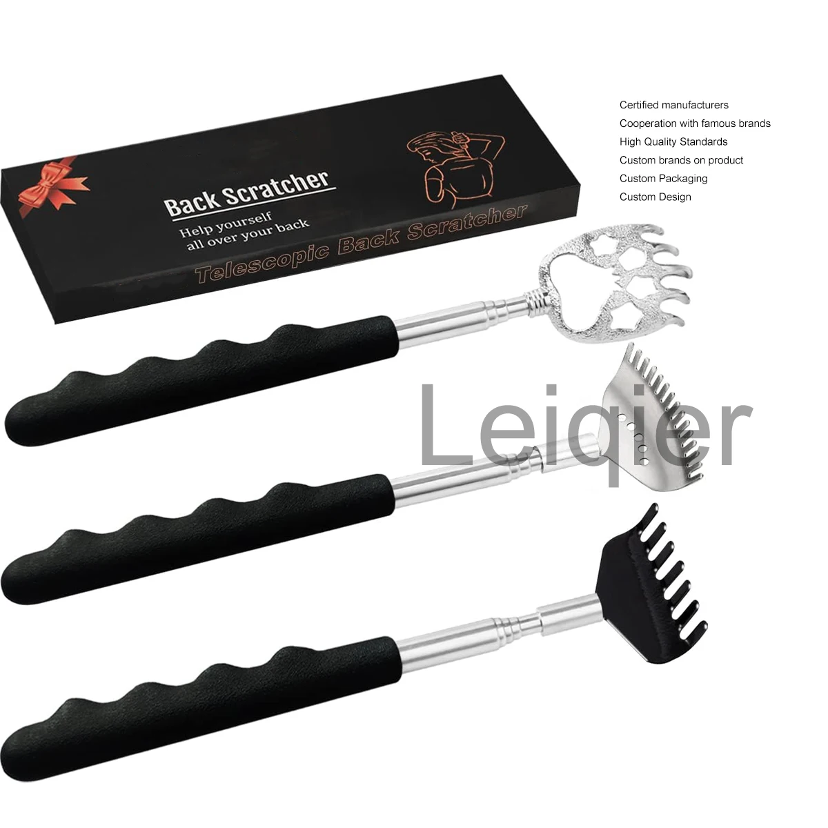 Металлический переносной Телескопический массажер с резиновыми ручками