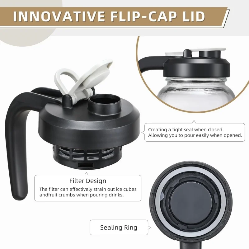 Recyclable Mason Jar Water Pitcher unique storage glass coffee jar with lids Leak-Proof Container for Water Juice Milk Tea