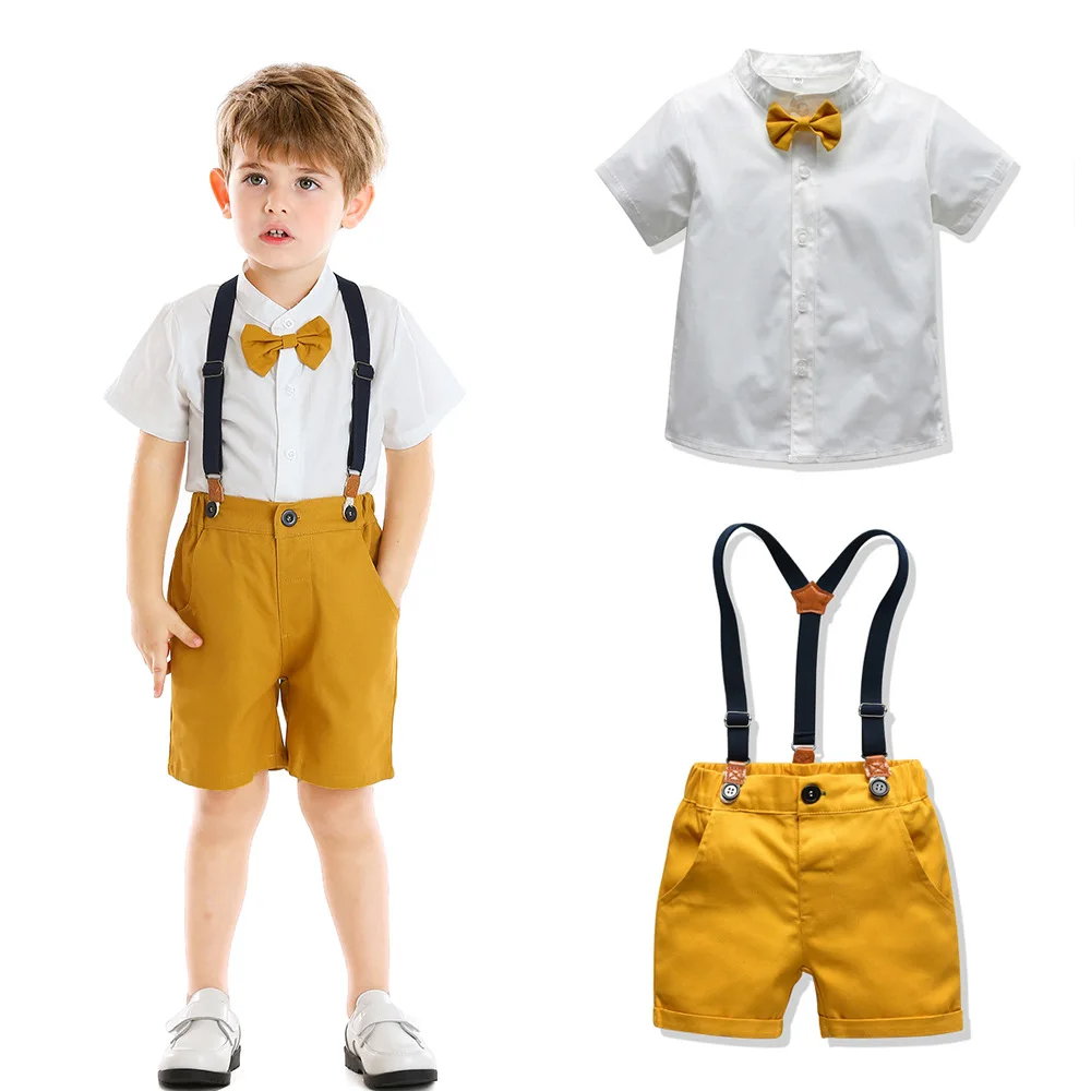 2021 Hot sale Gentleman Kid Boys Clothes Short sleeve shirt +pants 2PCS Baby Boy Clothing Sets BM894