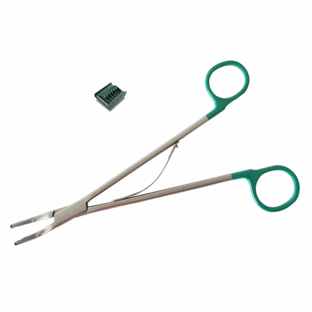 S size Green Powder metallurg curved open surgery endoclip hemolok applier/Haemostatic hem-o-lok clip applicator