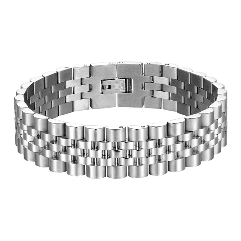 Wholesale Gold Plated 15mm men Stainless Steel link Watch Band Style  bracelet