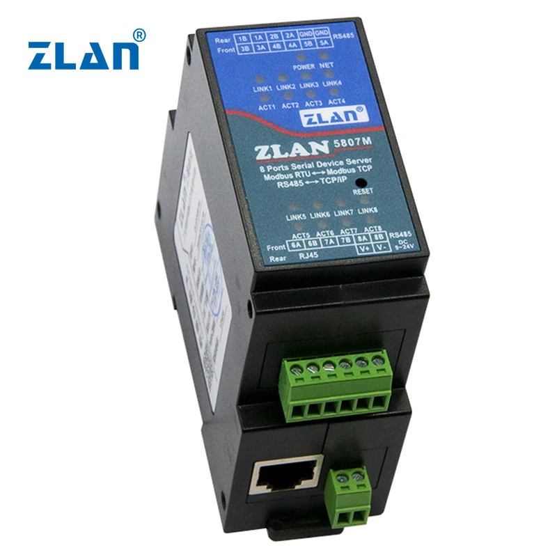 serial RS485 to RJ45 small size guide rail 8 port rj45 serial server