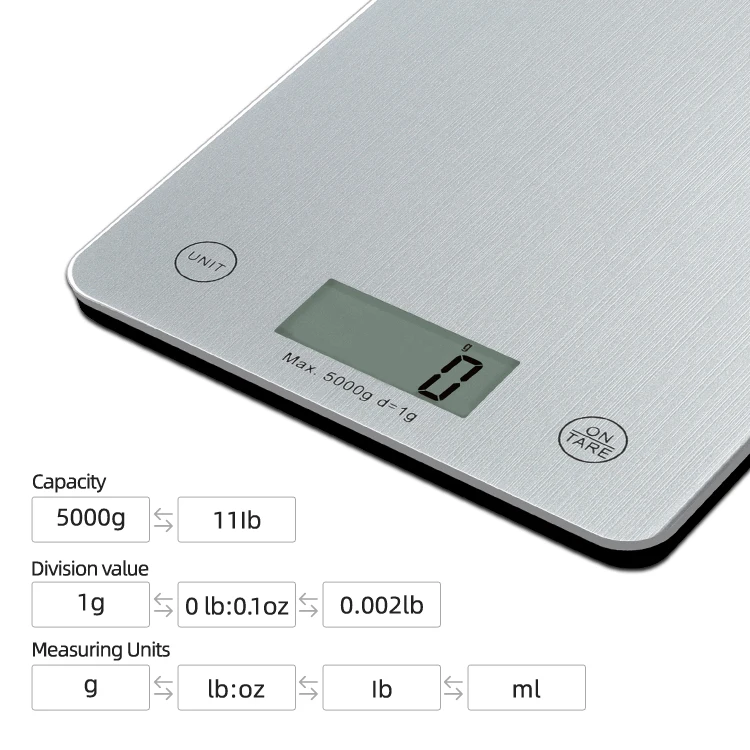 Hot selling tempered glass LCD display digital food kitchen scale