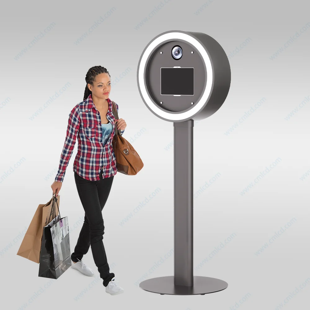 Portable LED Open Air Photo Booth with iPad Surface: White Metal Aluminum DSLR Photo Booth Shell for Small Weddings and Events