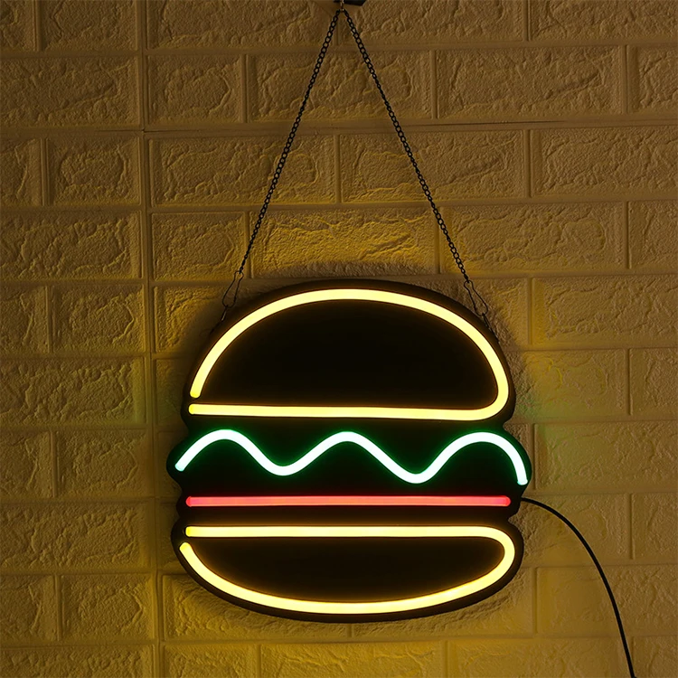 Factory direct hamburger restaurant LED luminous sign flexible neon sign