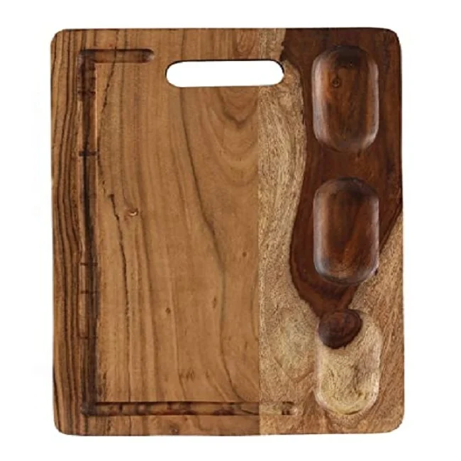 
Latest Design Handmade Wooden Rectangular Serving Tray With Metal Handle at Best Price 