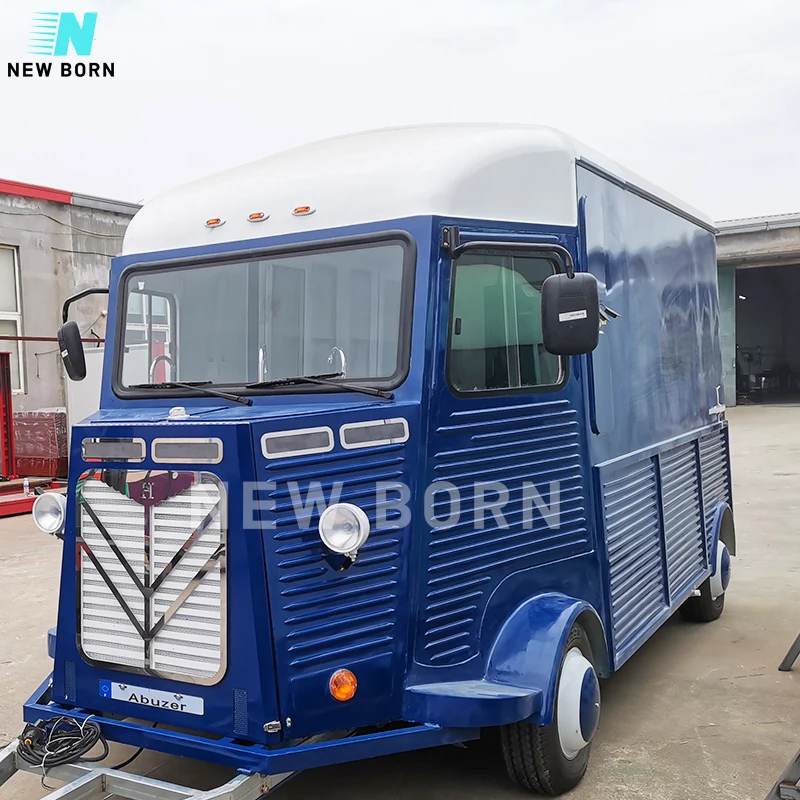 Торговая тележка для уличной еды QD новорожденных синий citroen трейлер с полным кухонным оборудованием