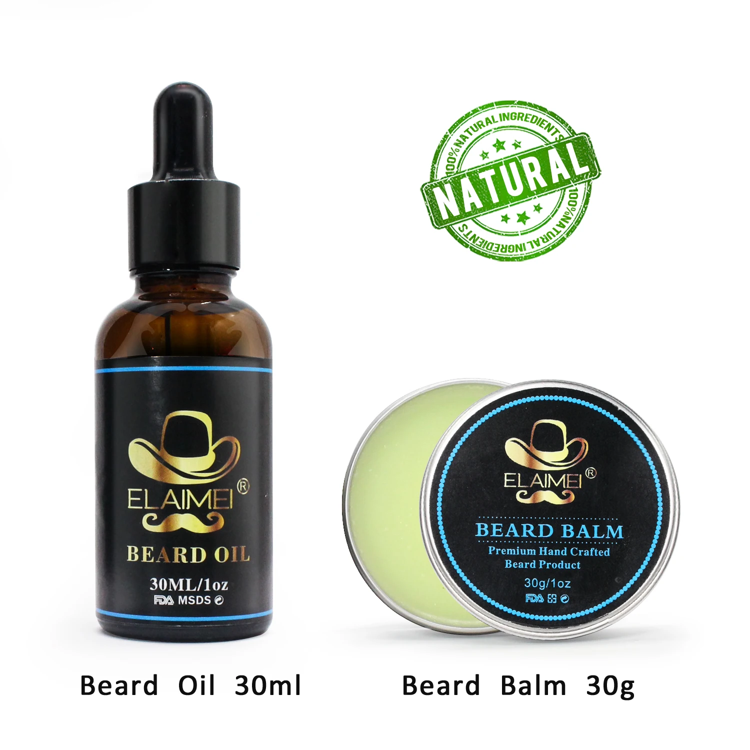 ELAIMEI private label custom logo grooming mens beard care set kit,beard brush and comb set,men gift beard set