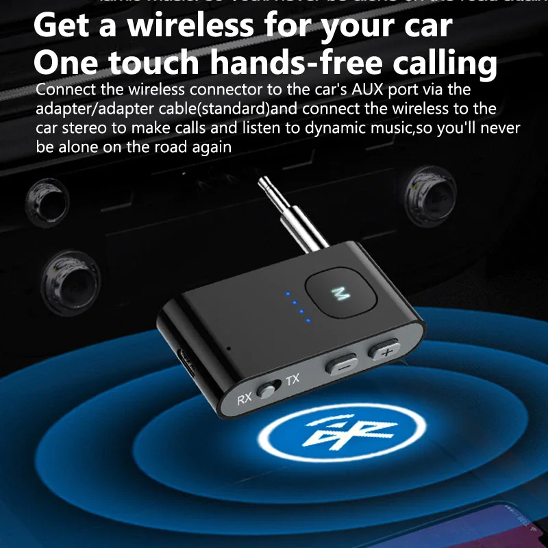  BT 5.0 Receiver Transmitter AUX Music Audio Adapter For Car Speaker TV Support TF Card Playback Handsfree