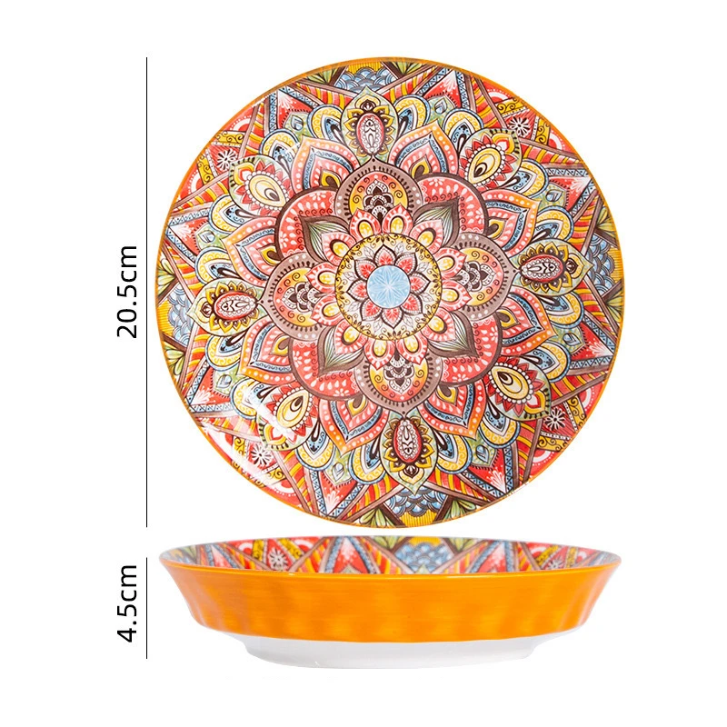 Bohemian Retro Dishes and Bowl Tableware Set Household Baking Tray Assorted Dishes Ceramic Dinnerware Set