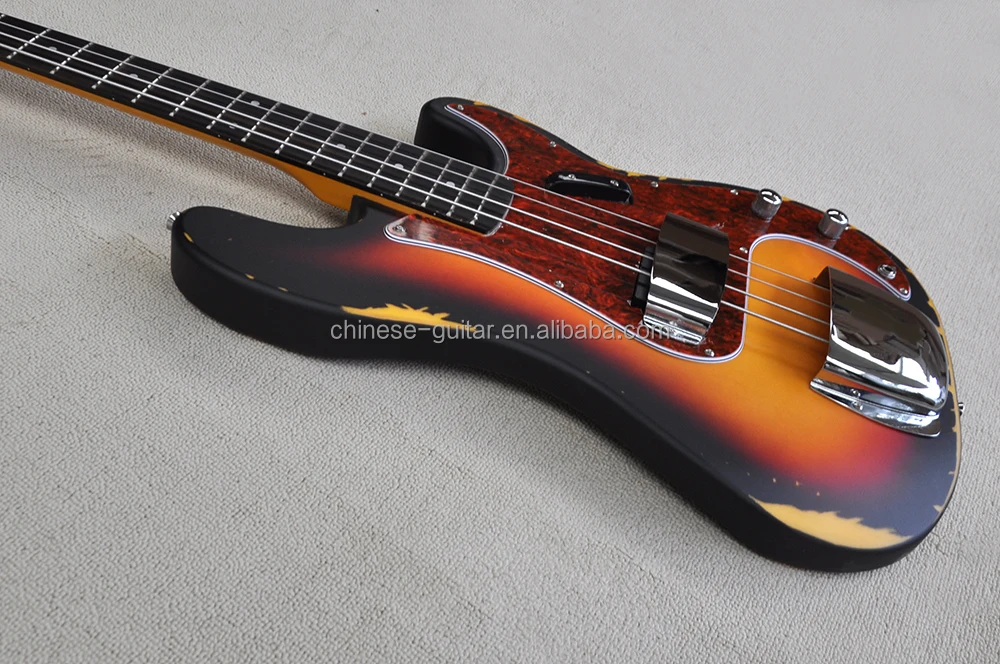 Flyoung Tobacco Sunburst Relic Style Electric Bass Guitar 4 Strings Bass Custom Made