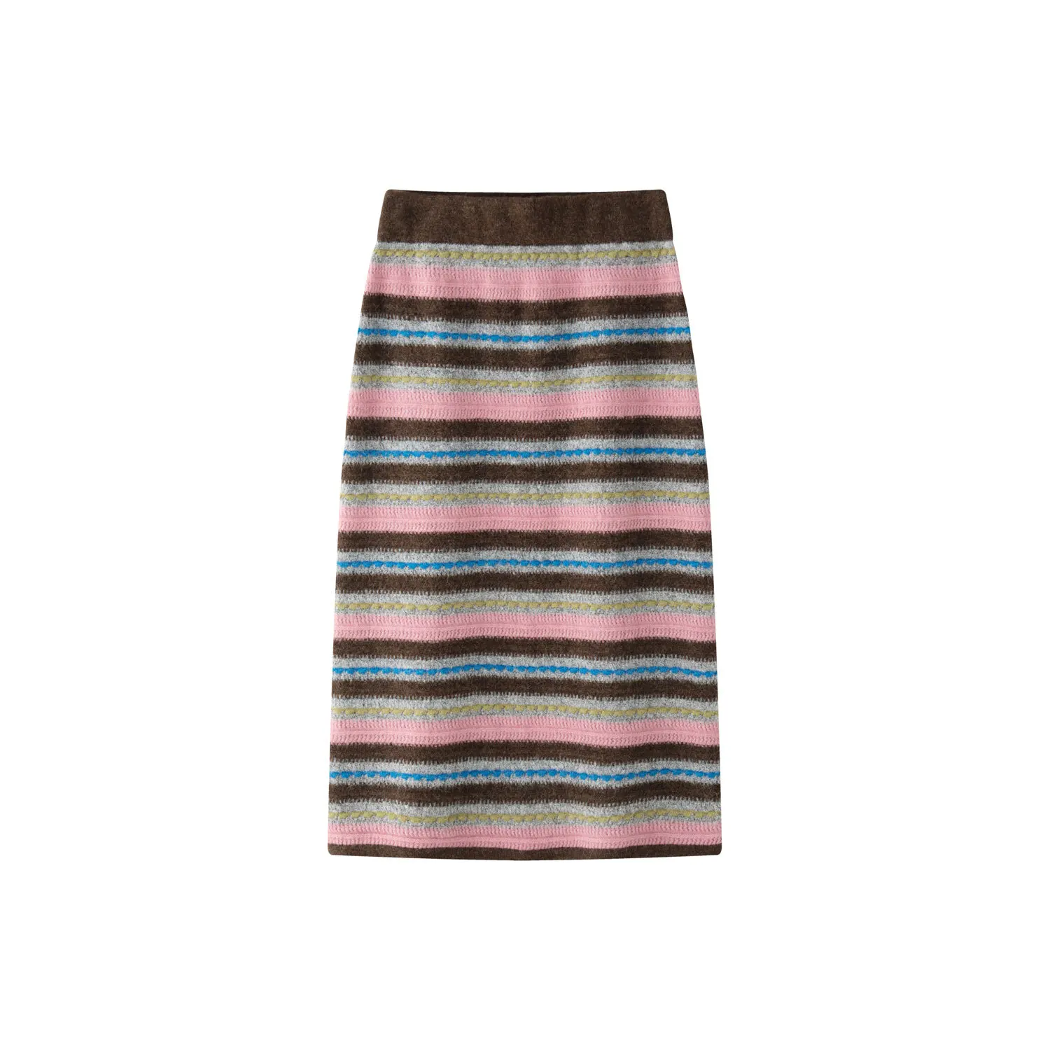 Autumn Winter Vintage A-Line Long Woolen Skirt Comfortable Warm  Retro Style Contrasting Stripes Empire Waistline knitted skirt