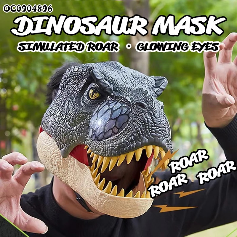 Realistic cosplay hard plastic dinosaur party mask helmet toy for kids