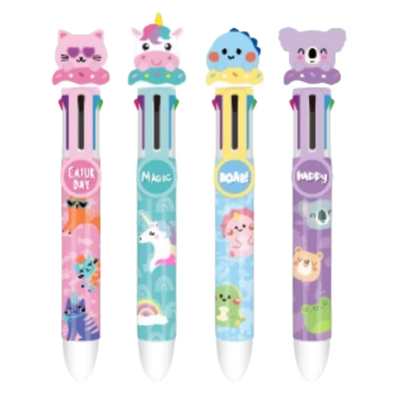 8-Color Animal Theme Retractable Ballpoint Pen Set Fun Cartoon Design Kids Adults Multi-Colored Ink School Office Gift Giving