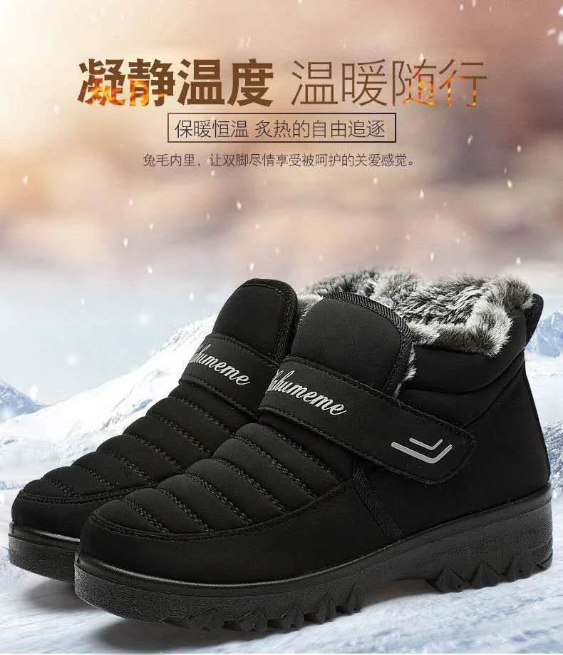 
Winter keep warm men casual shoes PU upper male casual sneaker antiskid cotton snow boot unisex High shoes 