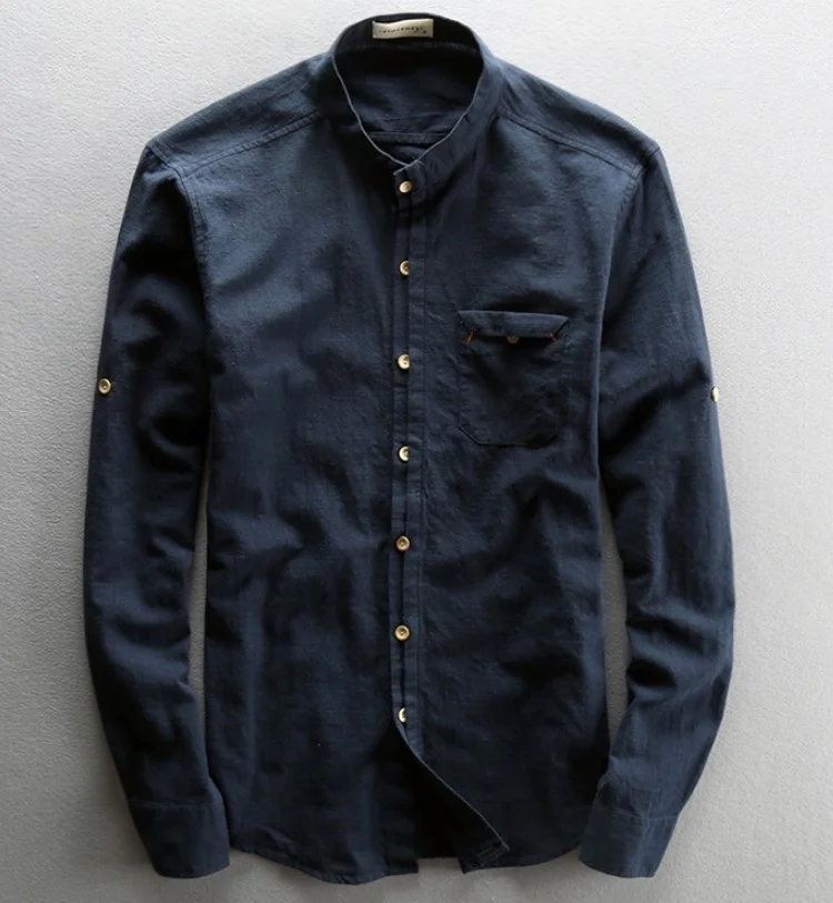 Latest dress designs mens hemp dress linen shirts,Customizable logo