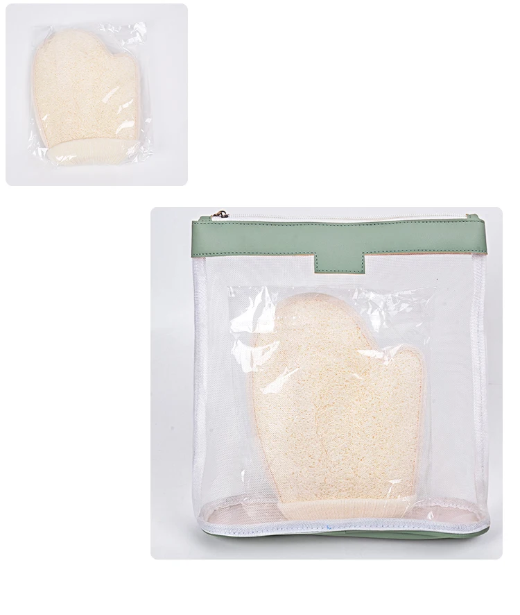 5 pcs eco-friendly loofah bath ball & bath towel & body scrub in one set mesh bag nylon bag