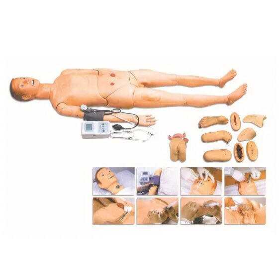 Advanced full functional adult CPR manikin with blood pressure measure for airway management training and IV injection