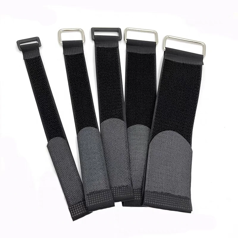 Double Sided Custom Size Print logo Heavy Duty  Wrap Self Locking Adjustable Iron Buckle Nylon Hook and Loop Fastener Tape Strap