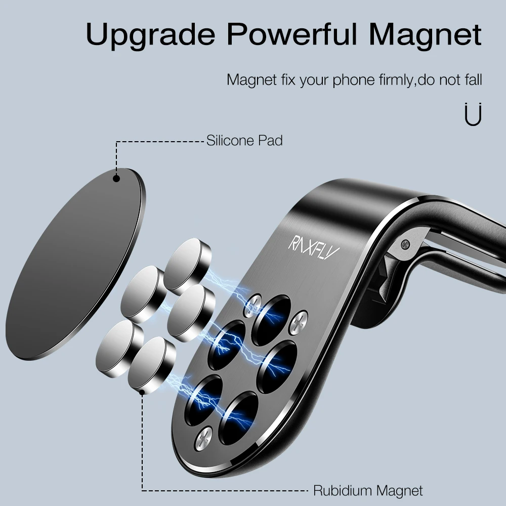 
Free Shipping Amazon Hot Sale 2019 New L-Type Universal Car Air Vent Phone Holder Magnet Phone Holder 