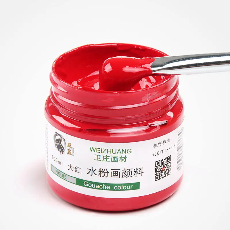 Weizhuang 100 ml Gouache Color Paints Non-toxic DIY Waterproof Wall Paints Wholesale For Art Children Students 33 Colors