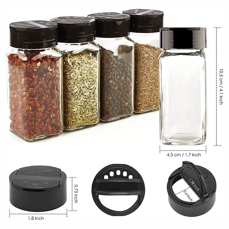 4 oz Glass Spice Jars with Black Butterfly Cap Clear Glass Jars with Shaker Lids for Storing Spice Herbs and Seasoning Powders