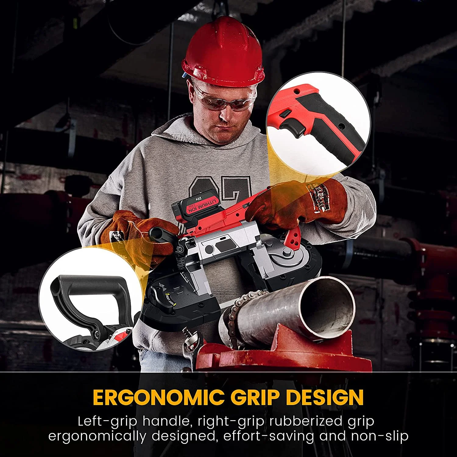 20V 5.0 Ah lithium small portable diy  hand held cordless wood bandsaws band belt saw kit