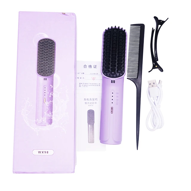 Professional Electric Hair Straightener Comb Anion Smooth Hair Care Wireless Straightening Comb