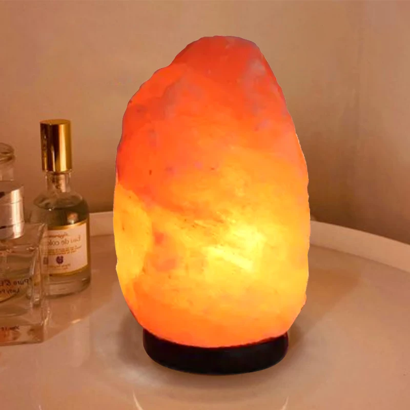 Flickering Flame Himalayan Rock Salt Lamp Wall Bedside Plug in Night Light Himalayan Salt Lamp Feng Shui New Trend Carved Chico
