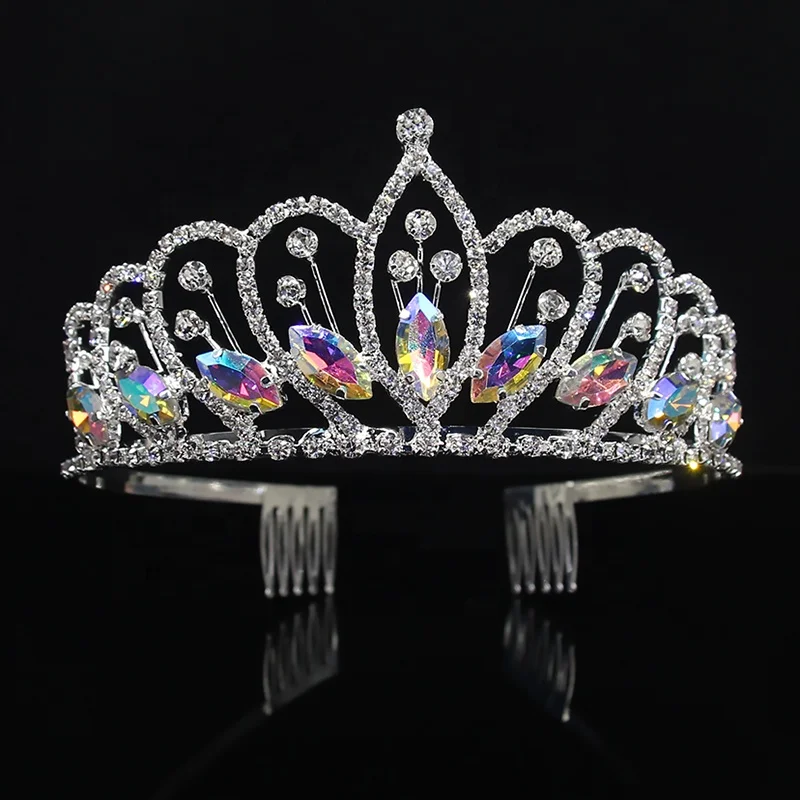 Fashion and elegant pageant big crown rhinestone crystal handmade wedding headband tiara crown latest crown design
