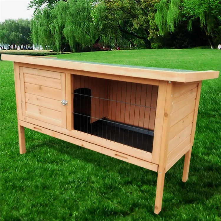 Custom Wooden Rabbit House Indoor Cheap Waterproof Rabbit Hutch Easy Cleaning Active Roof Small Animal Pet Product House