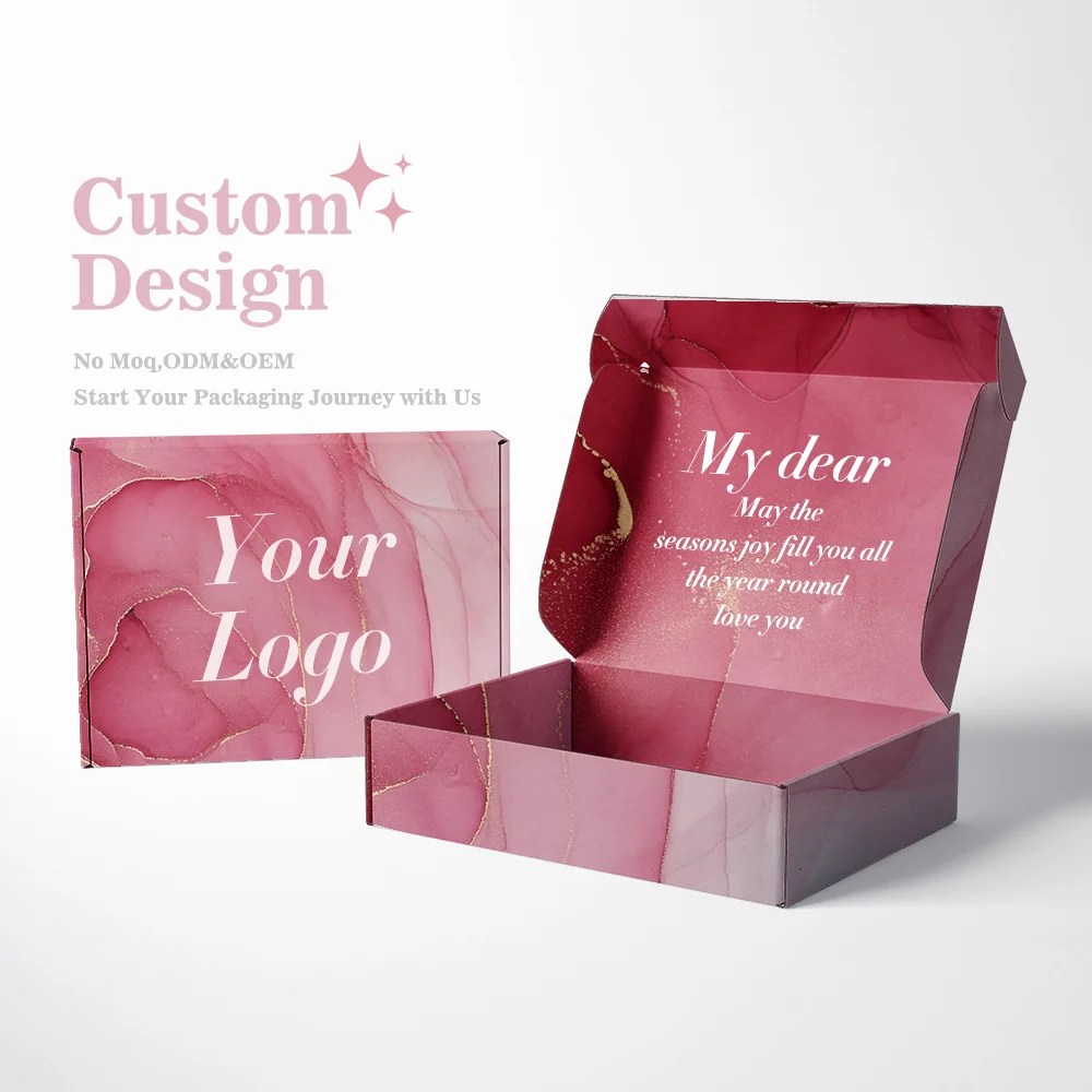 Hot Selling Custom Logo Pink Color Cosmetic Corrugated Packaging Mailer Box Shipping Box Paper Box with Best Prices