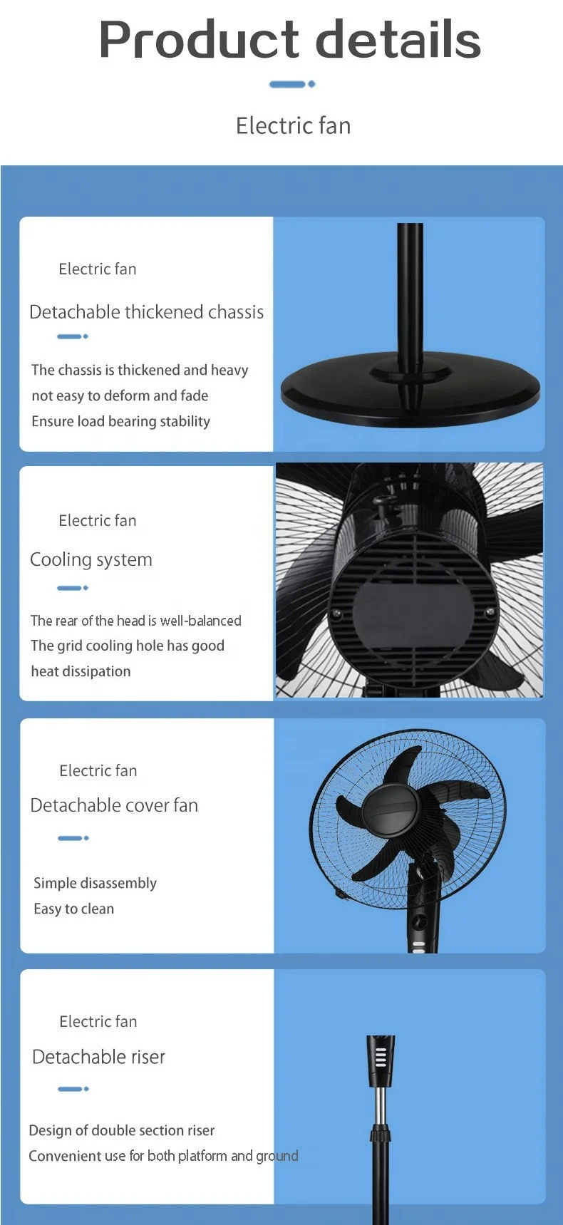 400 mm 3 5 Blades 16 18 20 Pedestal Fan White Black Pack of 1 Metal Plastic Body Indoor Floor Mount Fan