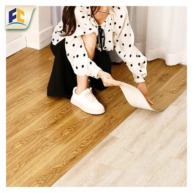 Bamboo & Glazed Style LVT Flooring with Self-Adhesive & Skidproof Self-Adhesive Rubber Mats Durable Engineered Wood LVT Flooring