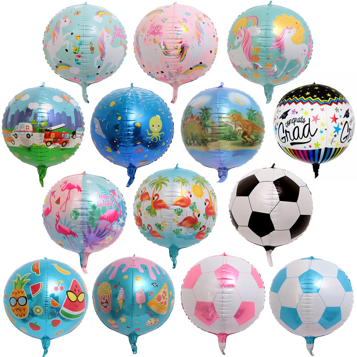 New 22 inch 4D Football Balloon Flamingo Car Dinosaur Unicorn Animal Pattern Toy Aluminum Film Balloon