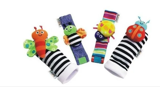 Baby Socks insect Infant Rattles Stuffed Toys Animal Wrist Strap