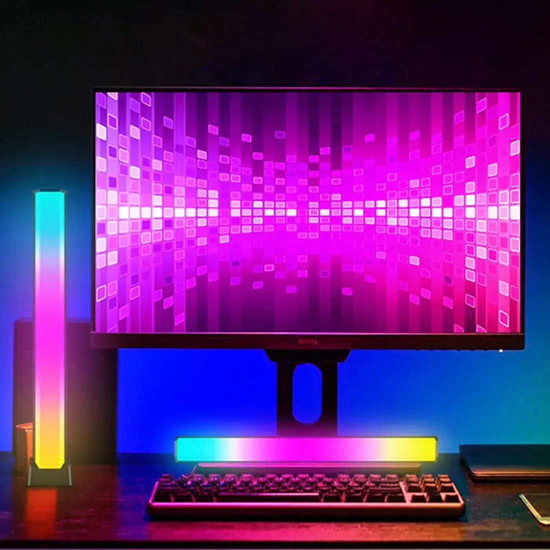RGB Light Bar for Desk Gaming Setup USB Powered Keyboard Light Color Change Modes LED Ambient Lights for Computer