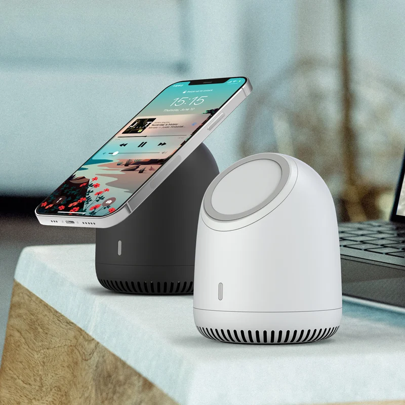 Новинка Беспроводная зарядка OZZIE Speaker для iPhone 13 беспроводное зарядное устройство настольный Bluetooth динамик 2