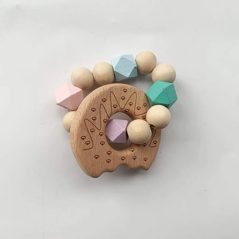 New Design Sensory Baby Teething Toys Rattle Soft Bpa Free Wood Baby Teether