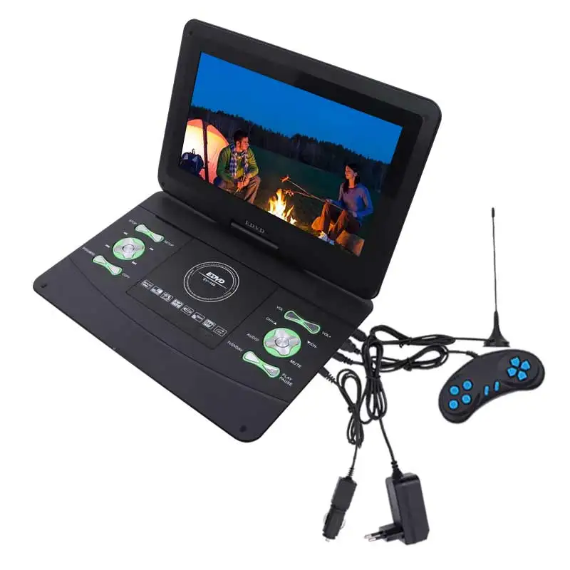 KCR 13.3 inches Screen Outdoor Rechargeable Battery USB TV Game Portable DVD Player