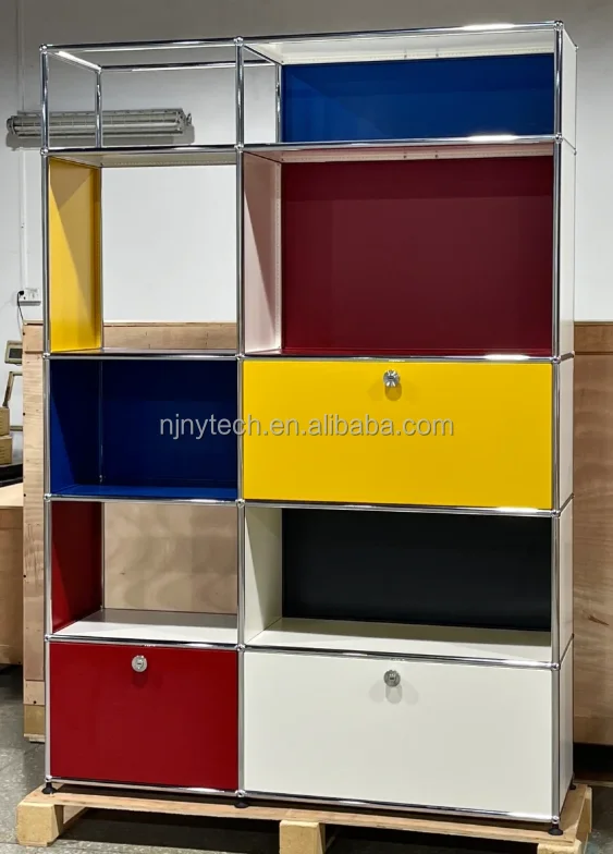 Modern fashion stainless steel sideboard module combination side cabinet TV cabinet Korean simple storage cabinet