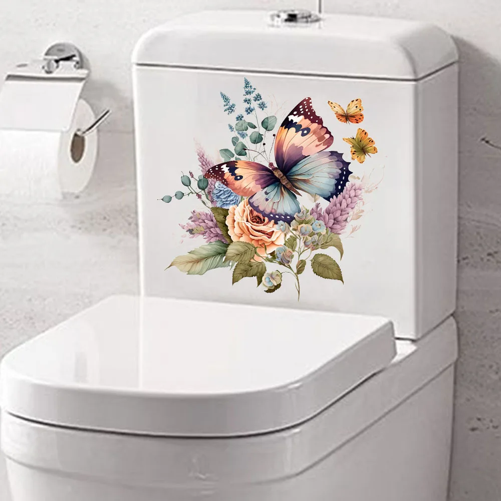 Factory Plants Butterfly Self-Adhesive Wall Stickers Toilet Bathroom Fridge Home Decoration PVC Wall Stickers