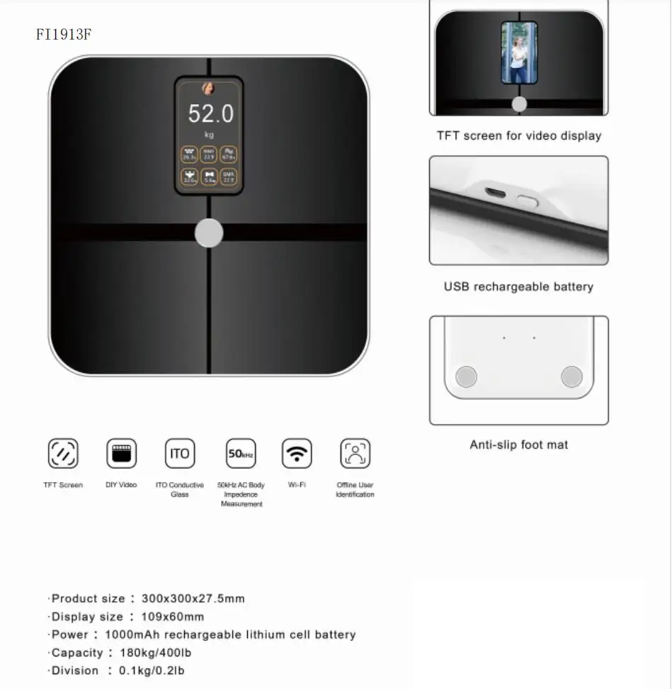 DINGFENG smart body fat scale Manufacturer price smart digital body fat scale with bluetooth white household scales
