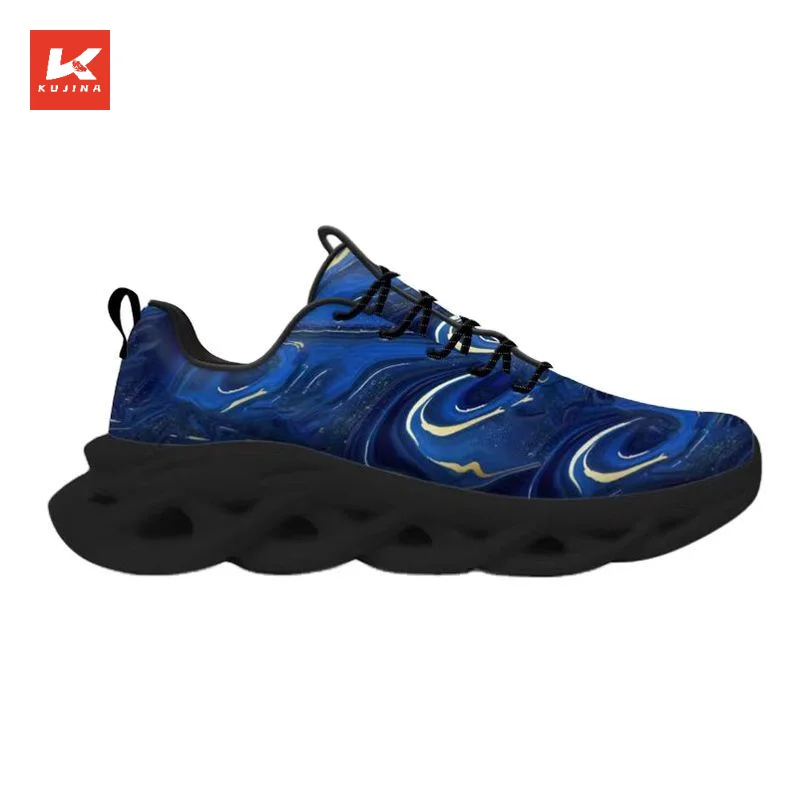 Factory Breathable Lace up Flat Print Women Air Athletic Running Shoes Fashion Mesh Sport Gym Jogging Tennis Sneaker