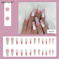 24Pcs Set Private Label Customized Press on Nails French Line Removable Fale Nails Press Designs Finished Nails