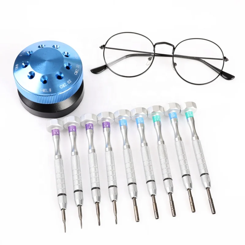Multifunctional DIY 9 in 1 Eyewear Accessories Repair Tools Disassemble Multi-function Glasses Screwdriver